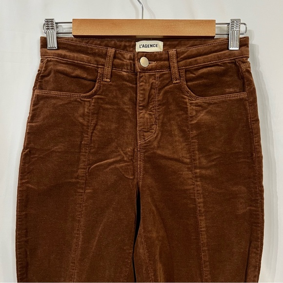 L’AGENCE Women’s Jyothi Velvet Jeans High Rise Split Ankle Fawn Brown Sz 25 NWT - Picture 5 of 13